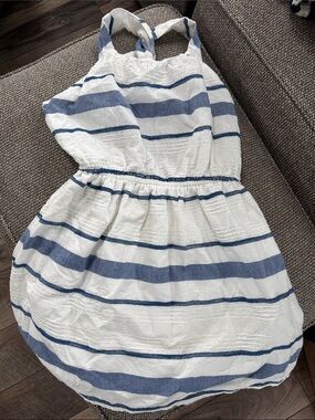 Mayoral White and Blue Striped Summer Dress